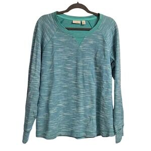 L.L. Bean Women's Crew Neck Long Sleeve Marled Blue Cotton Sweatshirt Size M